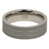 Dark Matte Finish Twin Groove 7mm Mens Titanium Ring