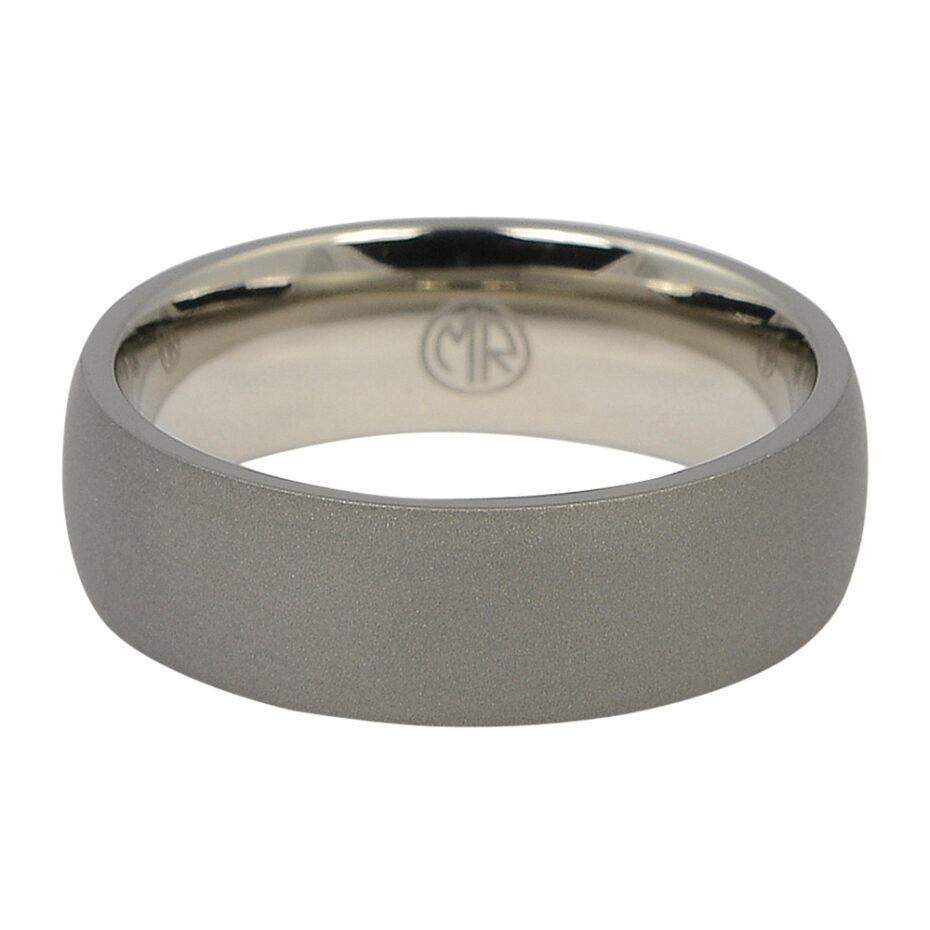 Dark Matte Finish Titanium Dome 7mm Mens Ring