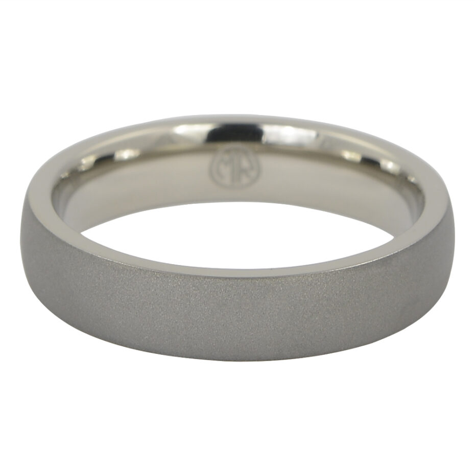 Dark Thin Matte Finish Titanium Dome Men’s Ring
