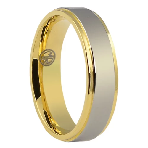 ITR-106-Polished Titanium Men’s Ring with Gold Edge Frontline Pack | Set of 2 Rings