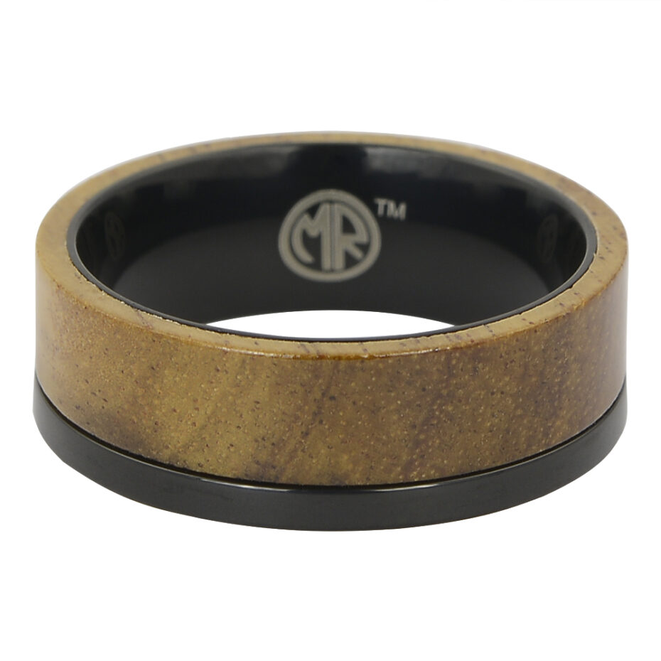 Black Titanium And Koa Wood Ring