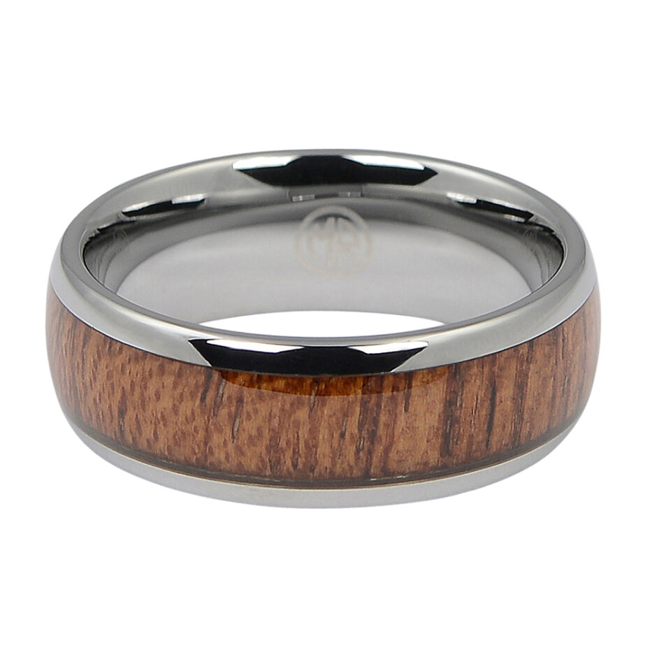Titanium and Rosewood 8mm Mens Ring