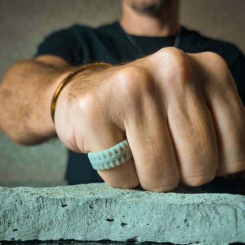 Light Grey Mens Silicone Ring Mr Drift Tyre Tread Grey Mens Silicone Rings