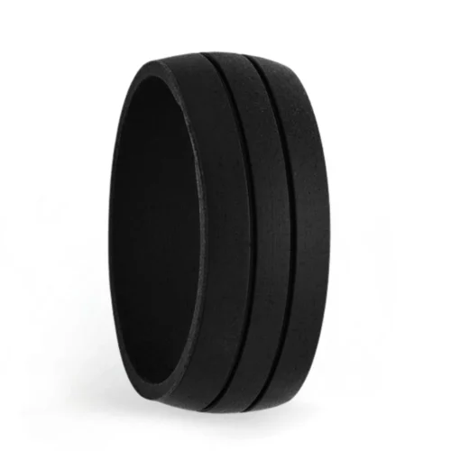 Mr Urban Black Mens Silicone Rings Australia Mens Twin Groove Black Silicone Rings Australia