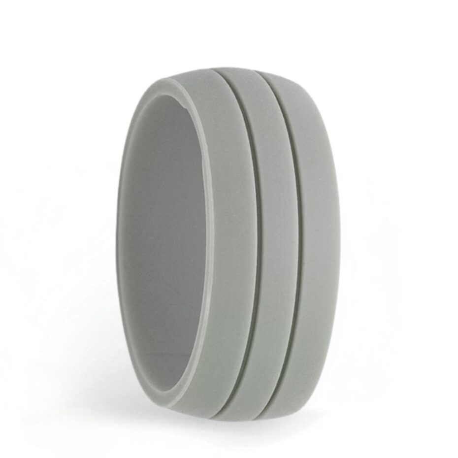 Mens Twin Groove Light Grey Silicone Rings Australia
