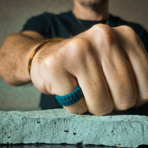 Tyre Tread Navy Mens Silicone Rings