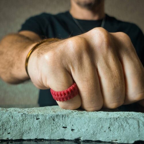 Red Mens Silicone Ring Mr Drift Tyre Tread Red Mens Silicone Rings