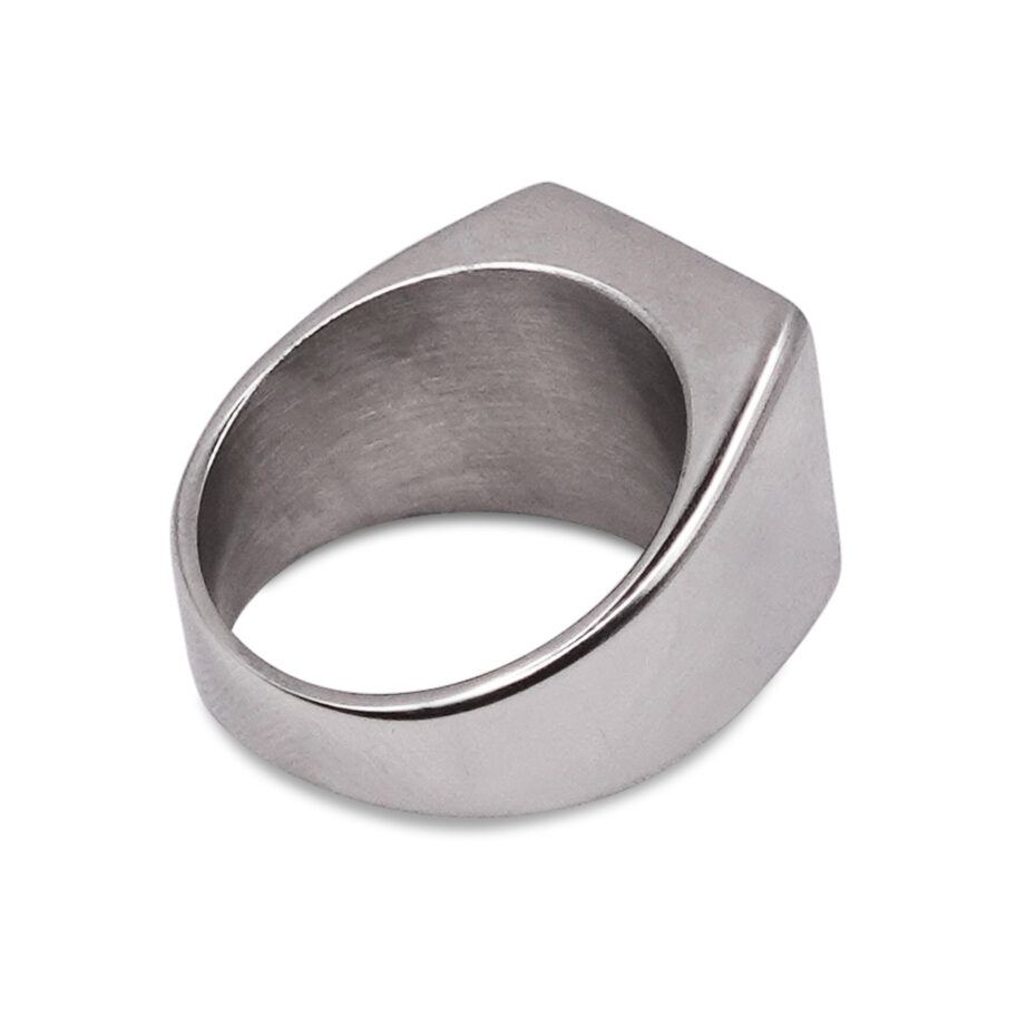 Monolith Steel Men’s Signet Ring with Sleek Black Inlay