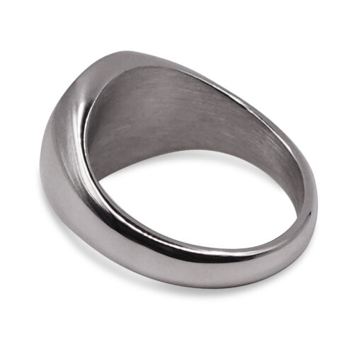 SIG-002 Polished Steel Round Mens Signet Ring (2) Polished Steel Round Mens Signet Ring