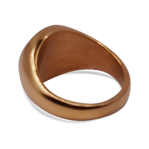 SIG-004 Polished Gold Steel Round Mens Signet Ring (2) Polished Gold Steel Round Mens Signet Ring