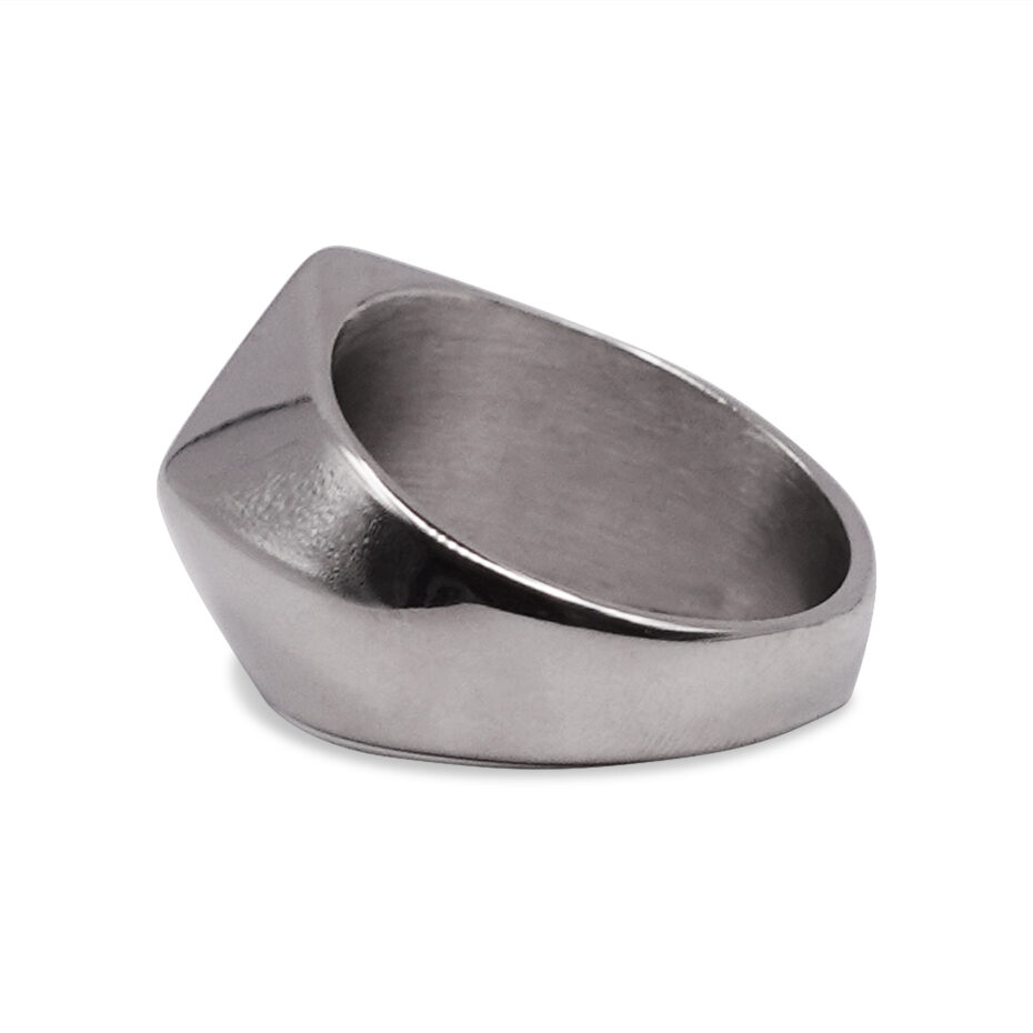 Zenith Diamond-Faced Stainless Steel Signet Ring