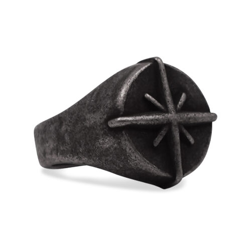 Voyager Compass Signet Ring with Distressed Finish