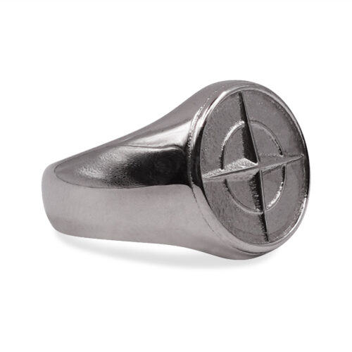SIG-026-Polished-Steel-Round-Cardinal-Point-Mens-Signet-Ring-3.jpg Meridian Compass Minimalist Signet Ring