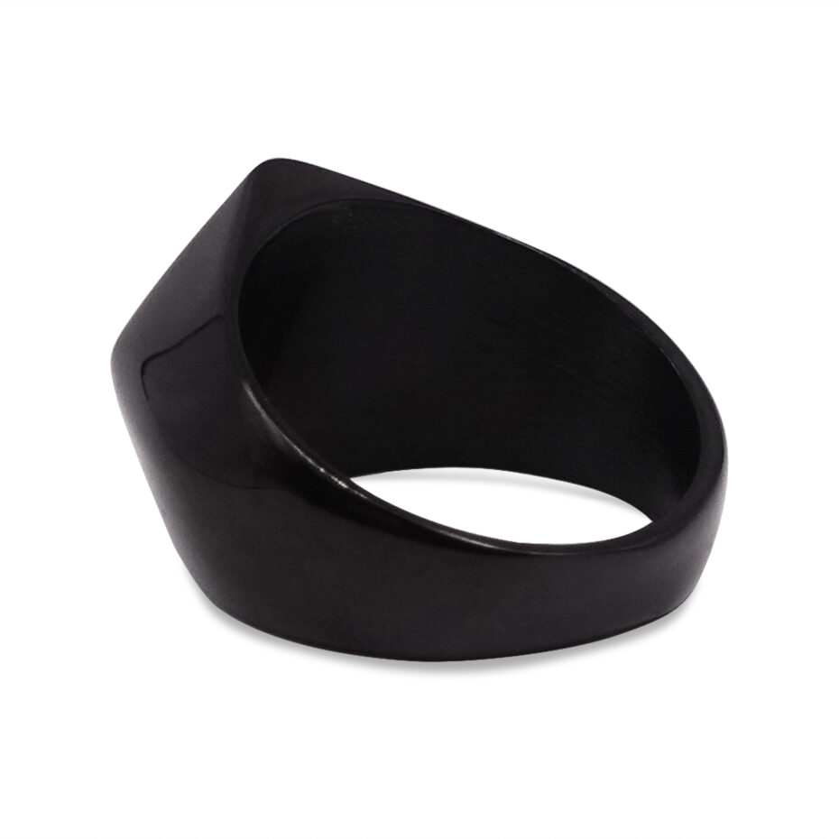Zenith Diamond-Faced Black Signet Ring
