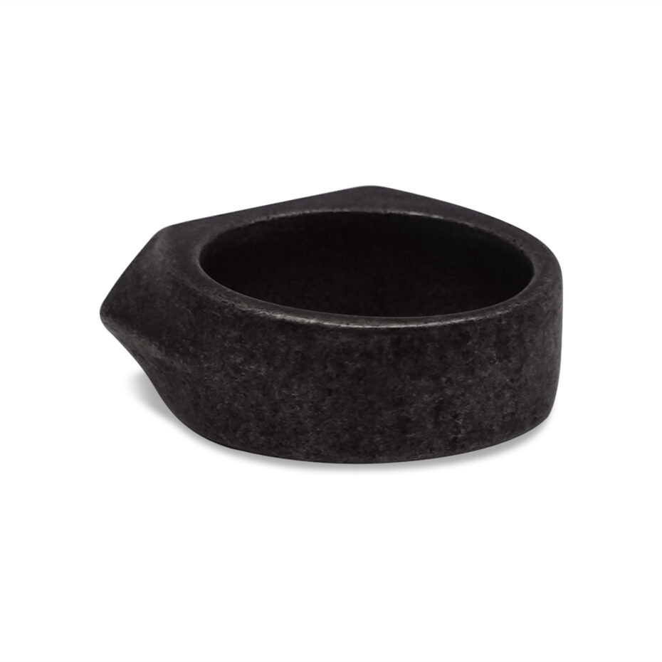 Liam Pointed Edge Raw Brushed Signet Ring