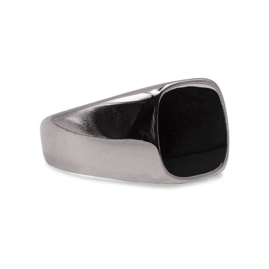 Resolute Black Square Signet Ring