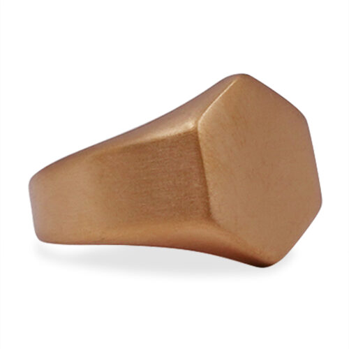 Brushed gold signet ring