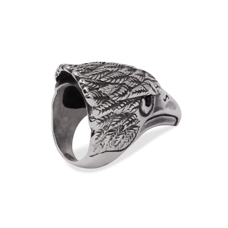 Talon Black-Eyed Eagle Steel Signet Ring