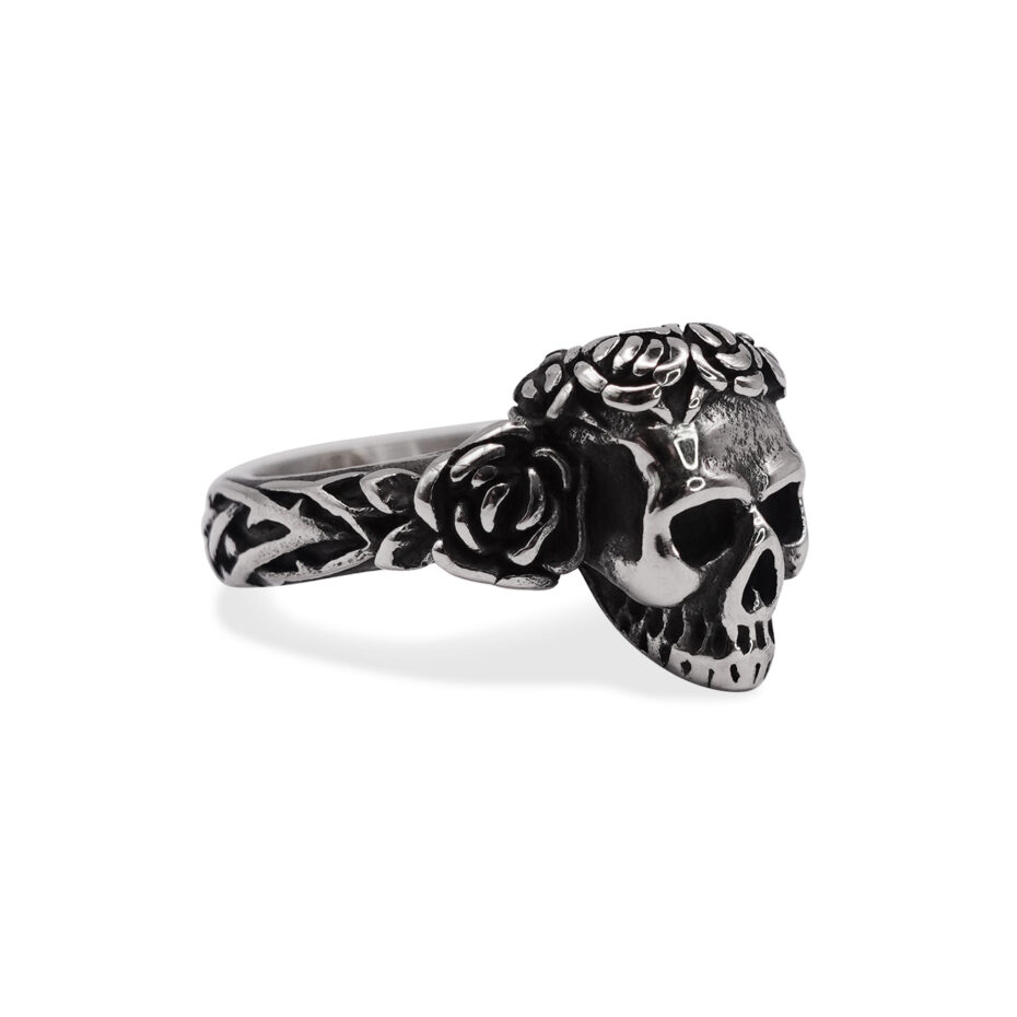 Rose Gothic Stainless Steel Skull Ring