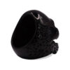 Skullstice Black Polished Signet Ring with Large Skull Head