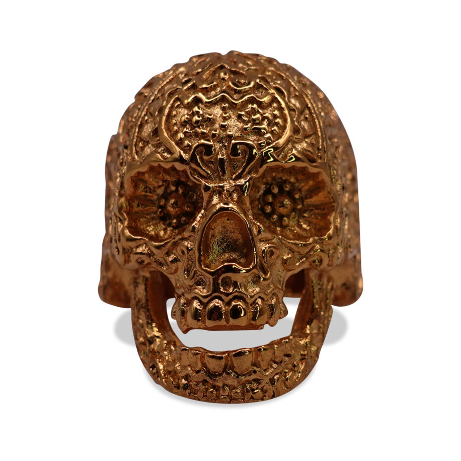 Day of the Dead Gold Skull Signet Ring