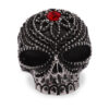 Nocturne Black Skull Signet Ring with Red Gem
