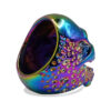 Skullstice Rainbow Polished Signet Ring with Large Skull Head