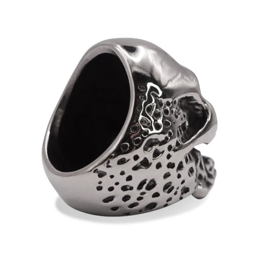Skullstice Rainbow Polished Signet Ring with Large Skull Head