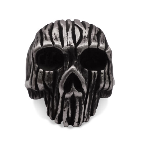 Hollow Wood-Carved Skull Signet Ring