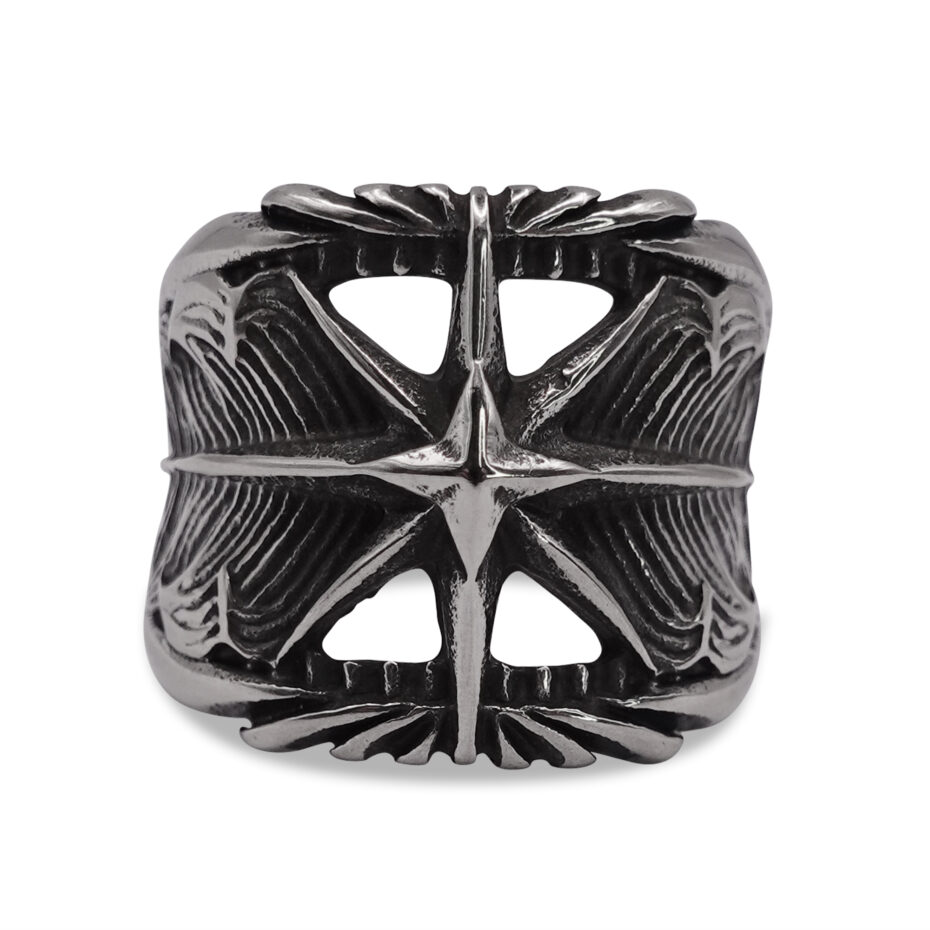 Polaris Aged Compass Signet Ring