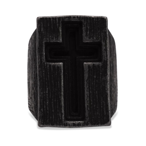 SIG-082-Aged-Dark-Steel-Cross-Ring-3.jpg Relic Sunken Cross Signet Ring