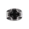 Distressed Steel Signet Ring with Chiselled Black Cross