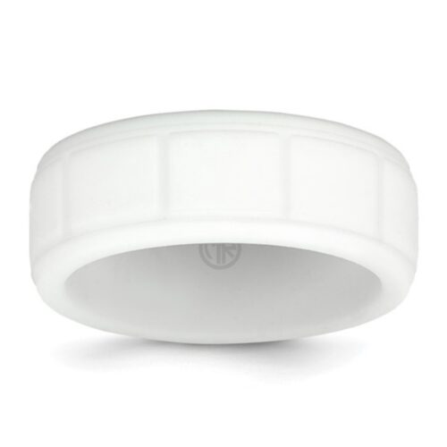 White Grooved Silicone Ring for Men (3) Mens White Silicone Ring Australia