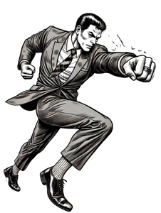 man in suit punching wedding ring