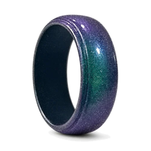 Green Purple Chameleon 8mm Men's Silicone Ring