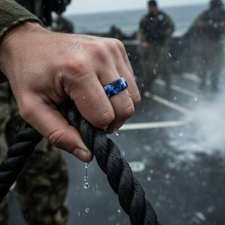 9mm Grey Camo Military Tread Men’s Silicone Ring