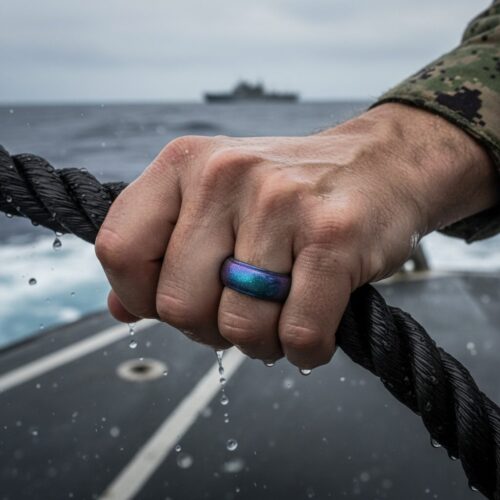 Mr-Morpheus-Green-Purple-Chameleon-Silicone-Ring-Military-_-Tactical Green Purple Chameleon 8mm Mens Silicone Ring